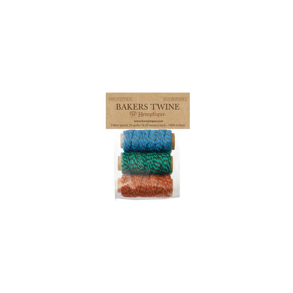 Twine/Thread/Cord, Cotton, Art & School, Hemptique, Cotton, Baker's Twine, Mini Spool, 3 pack, Jester, 718394